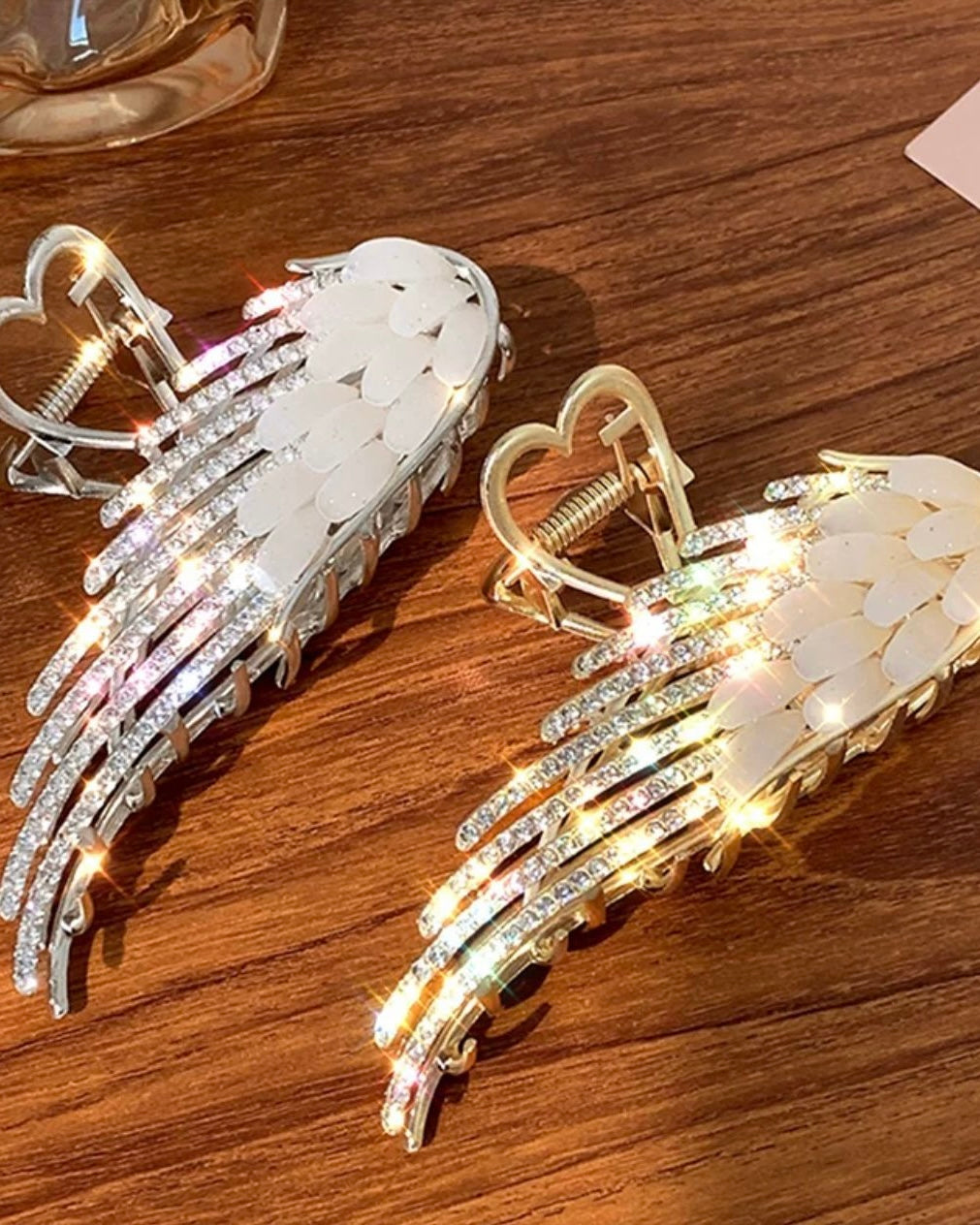 Winged Elegance Stone-Studded Hair Claw Clip