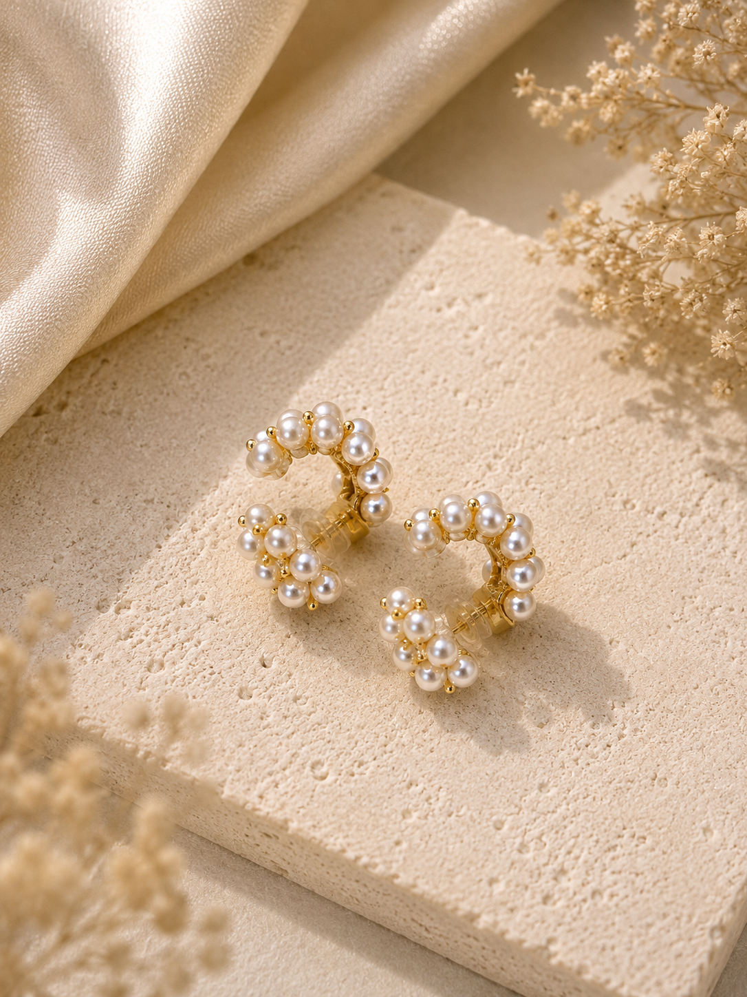 Pearl Half Hoop Earrings