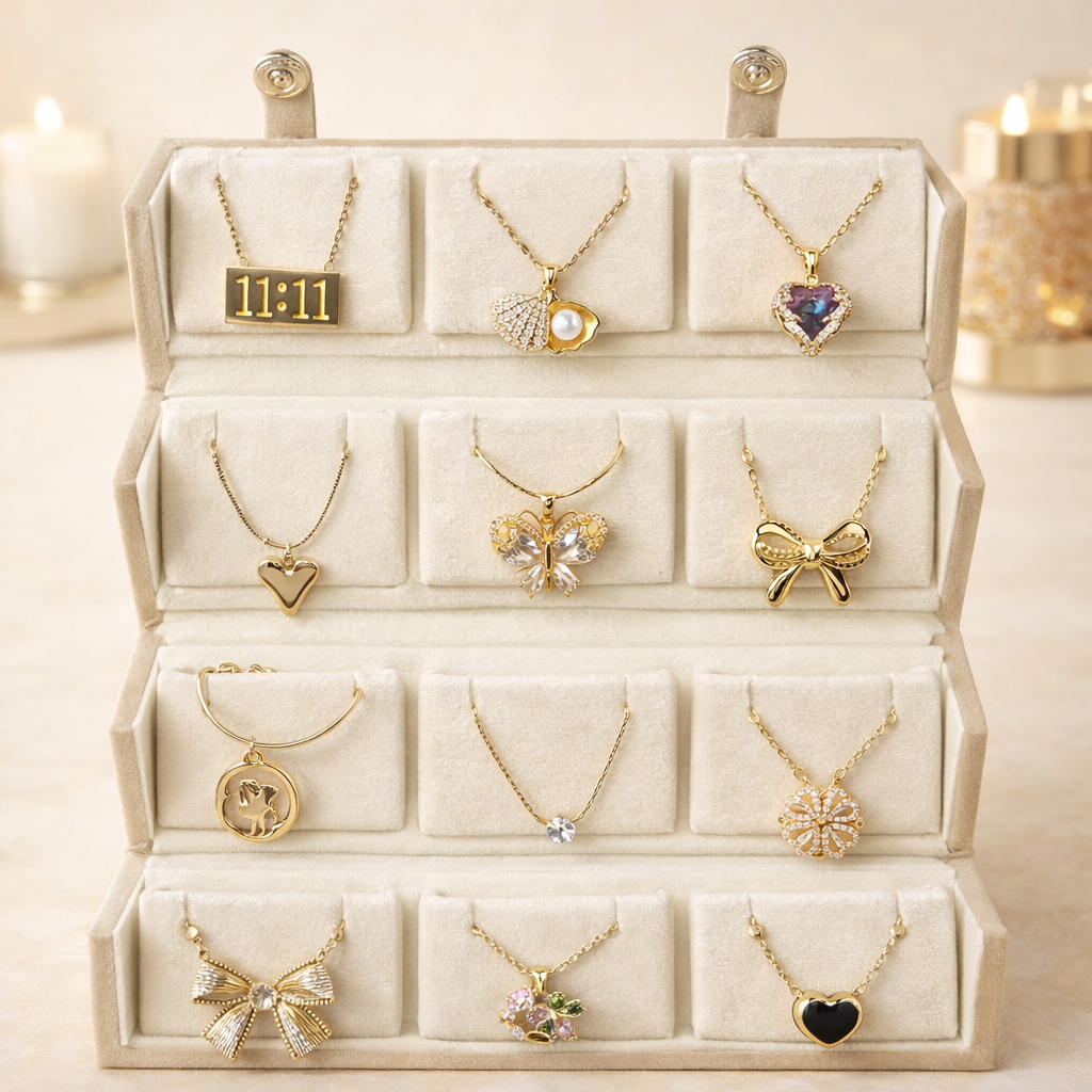 Set of 12 Anti-Tarnish Necklaces with Black Jewellery Box