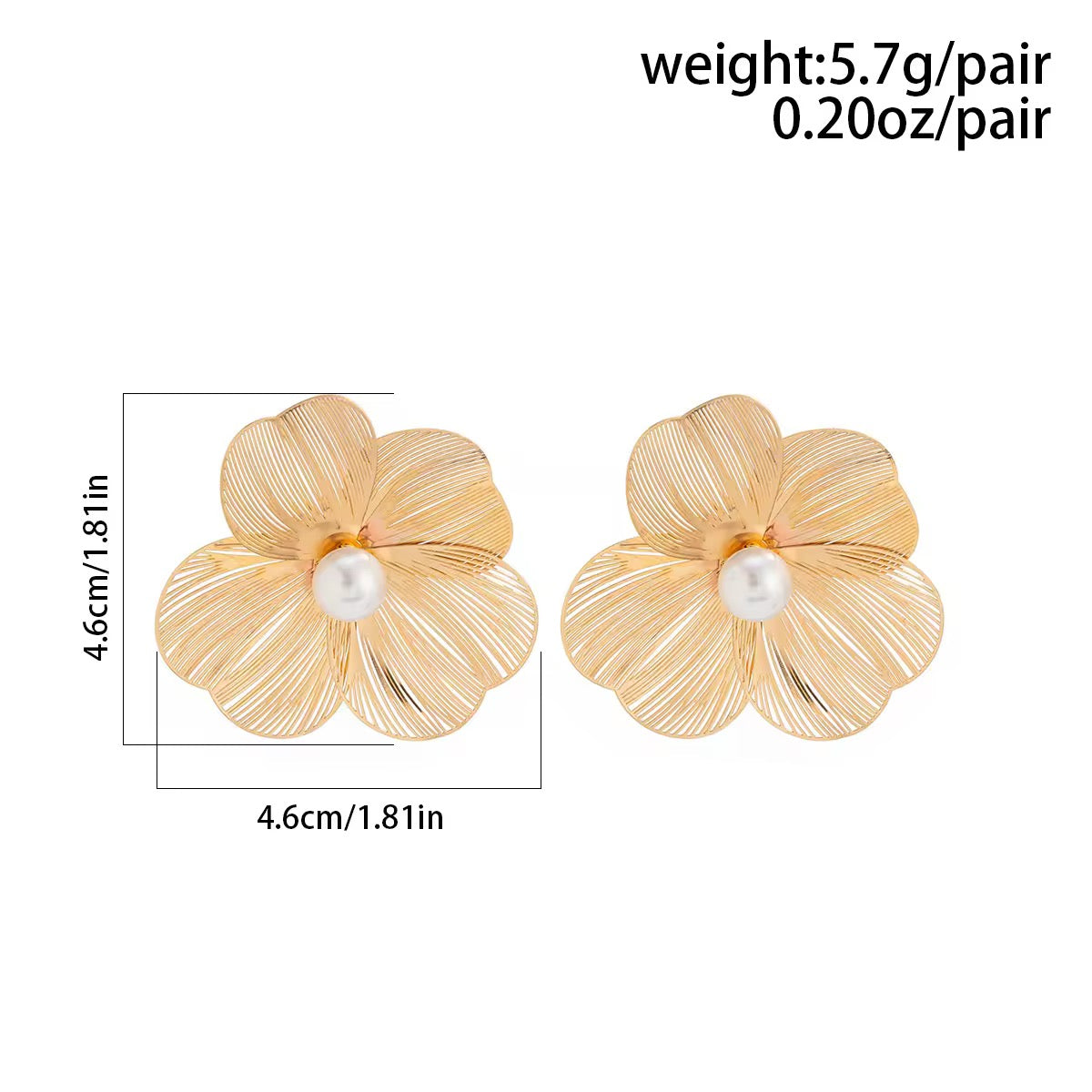 Golden Floral Pearl Earrings