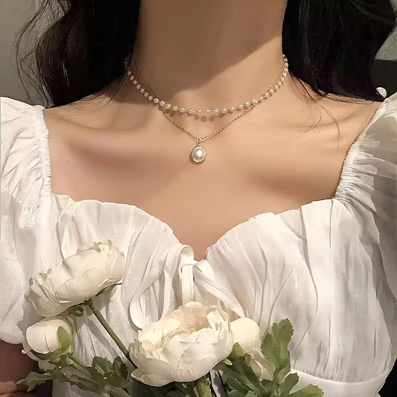 Pearly Chain Layered Necklace