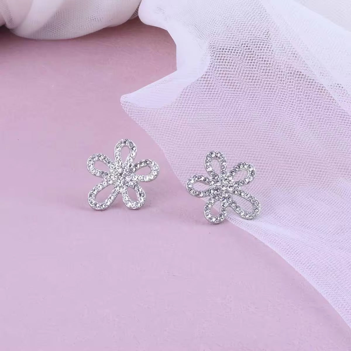 Sparkling Floral Loop Earrings