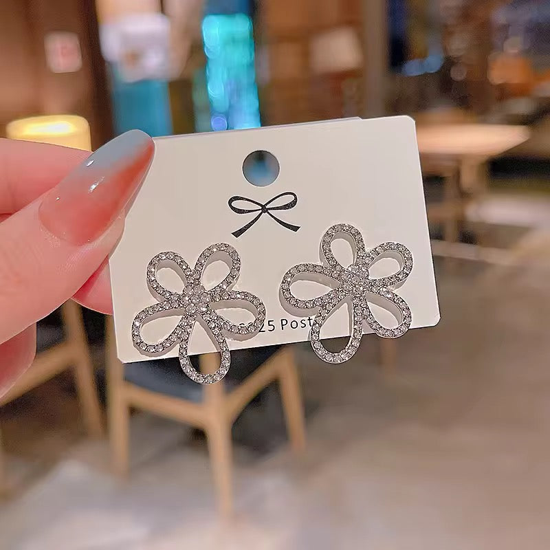 Sparkling Floral Loop Earrings