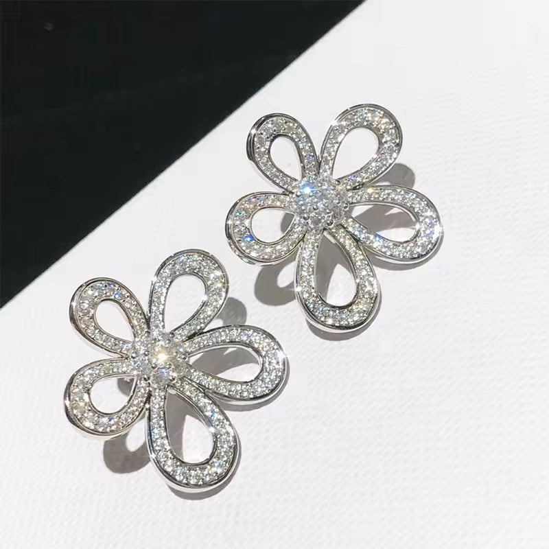 Sparkling Floral Loop Earrings