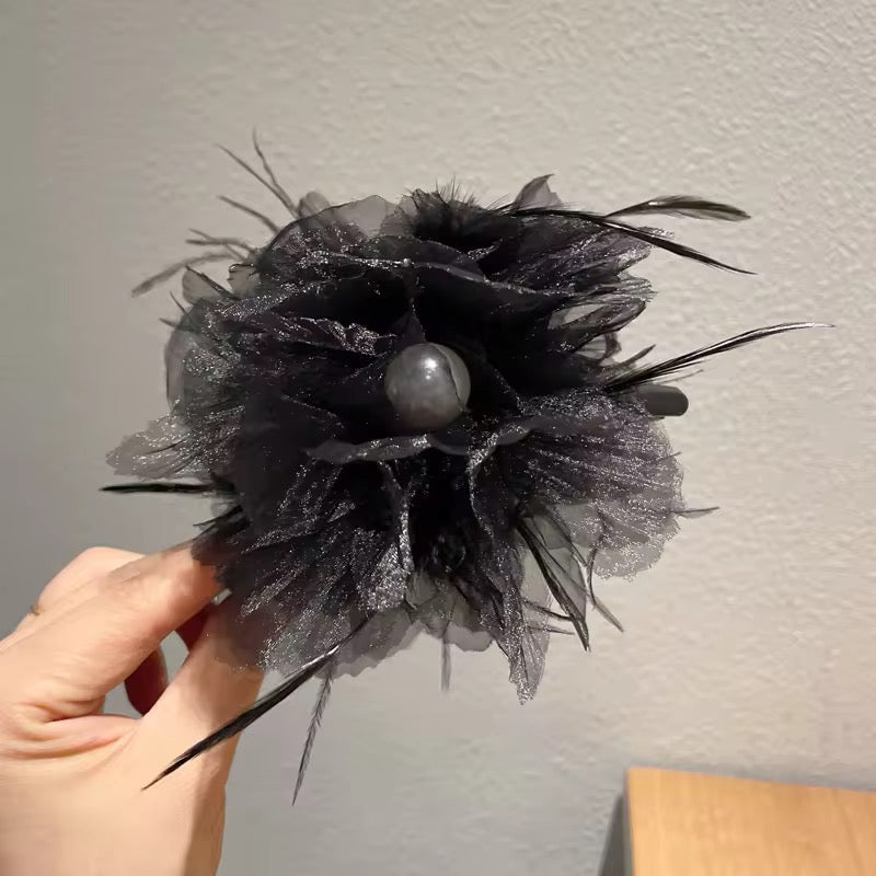 Elegant Feathers Floral Hair Claw Clip