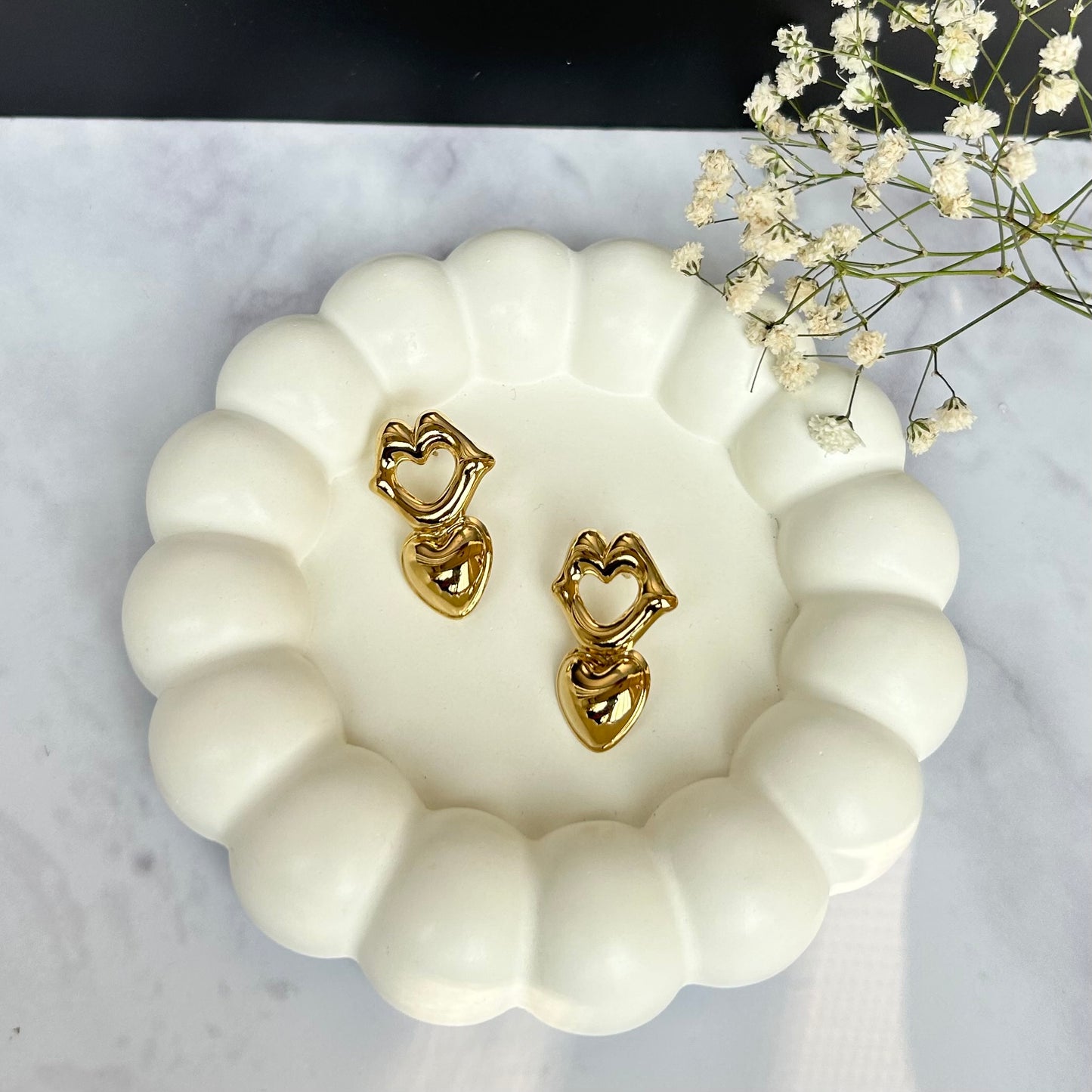 Golden Hearty Earrings