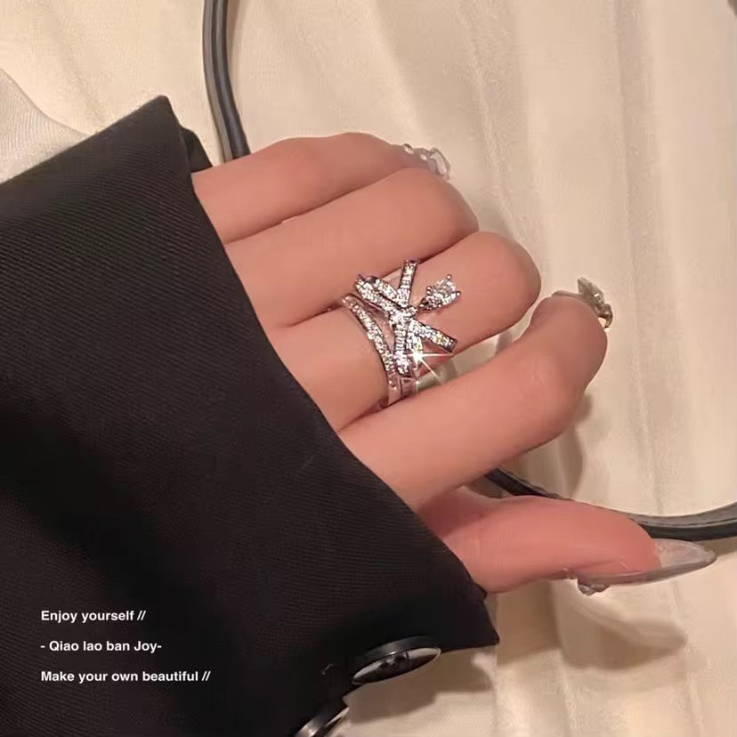 Bling Bow Drop Ring