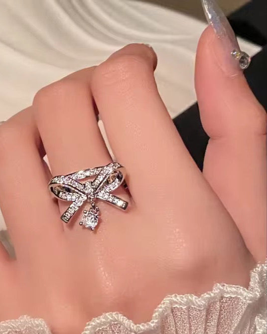 Bling Bow Drop Ring