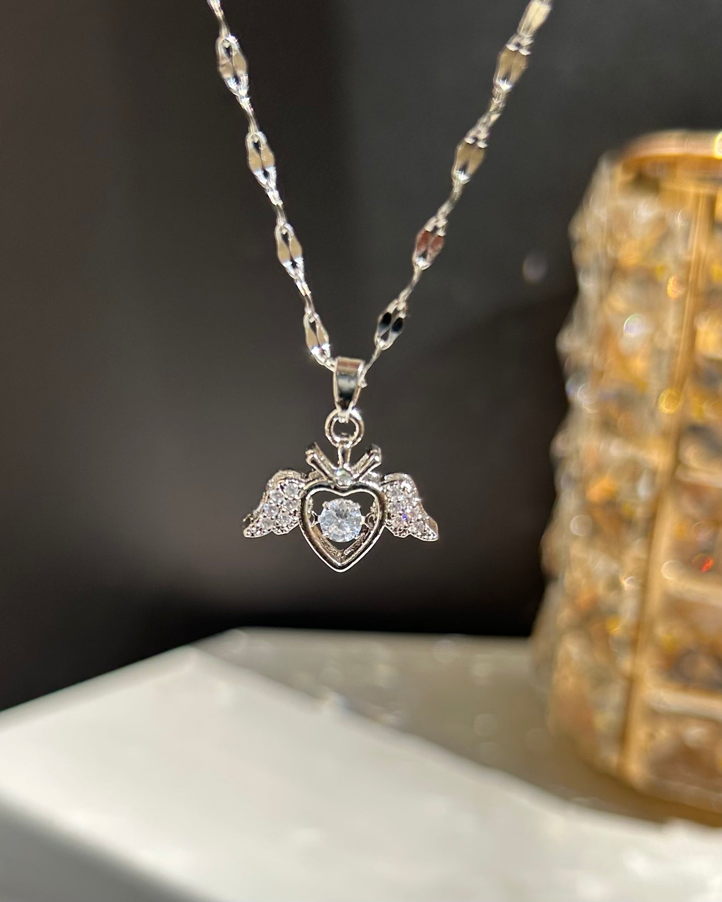 Angle Heart Wings Necklace