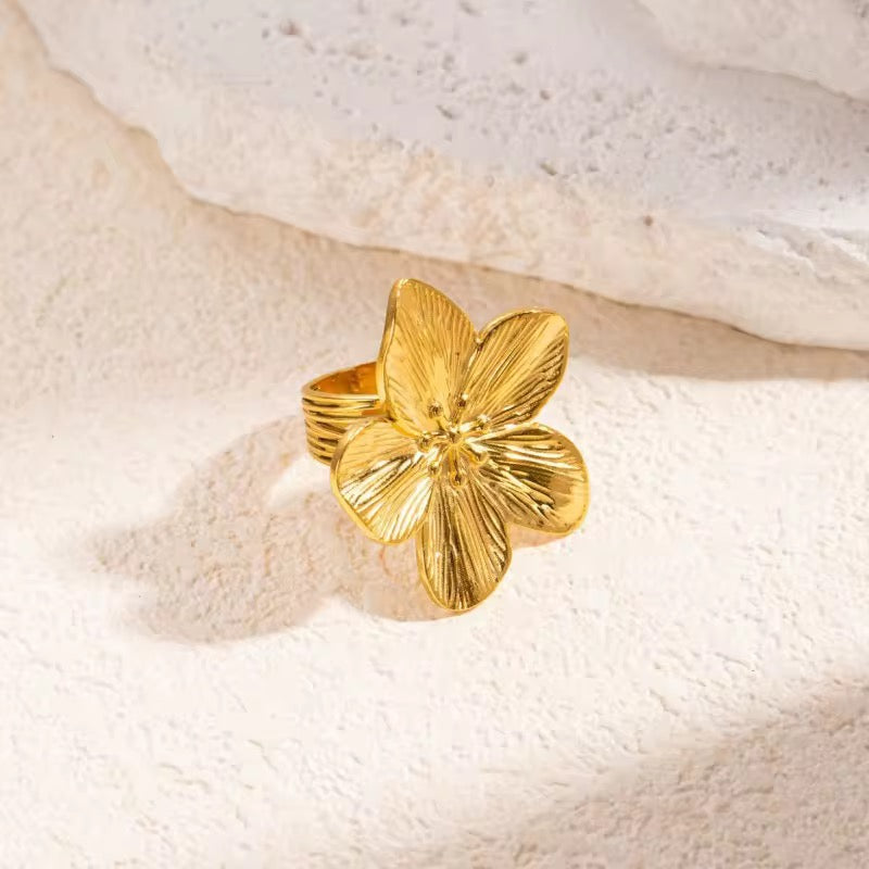 Floral Bloom Anti Tarnish Gold Ring