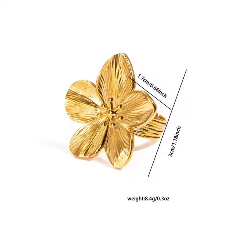 Floral Bloom Anti Tarnish Gold Ring