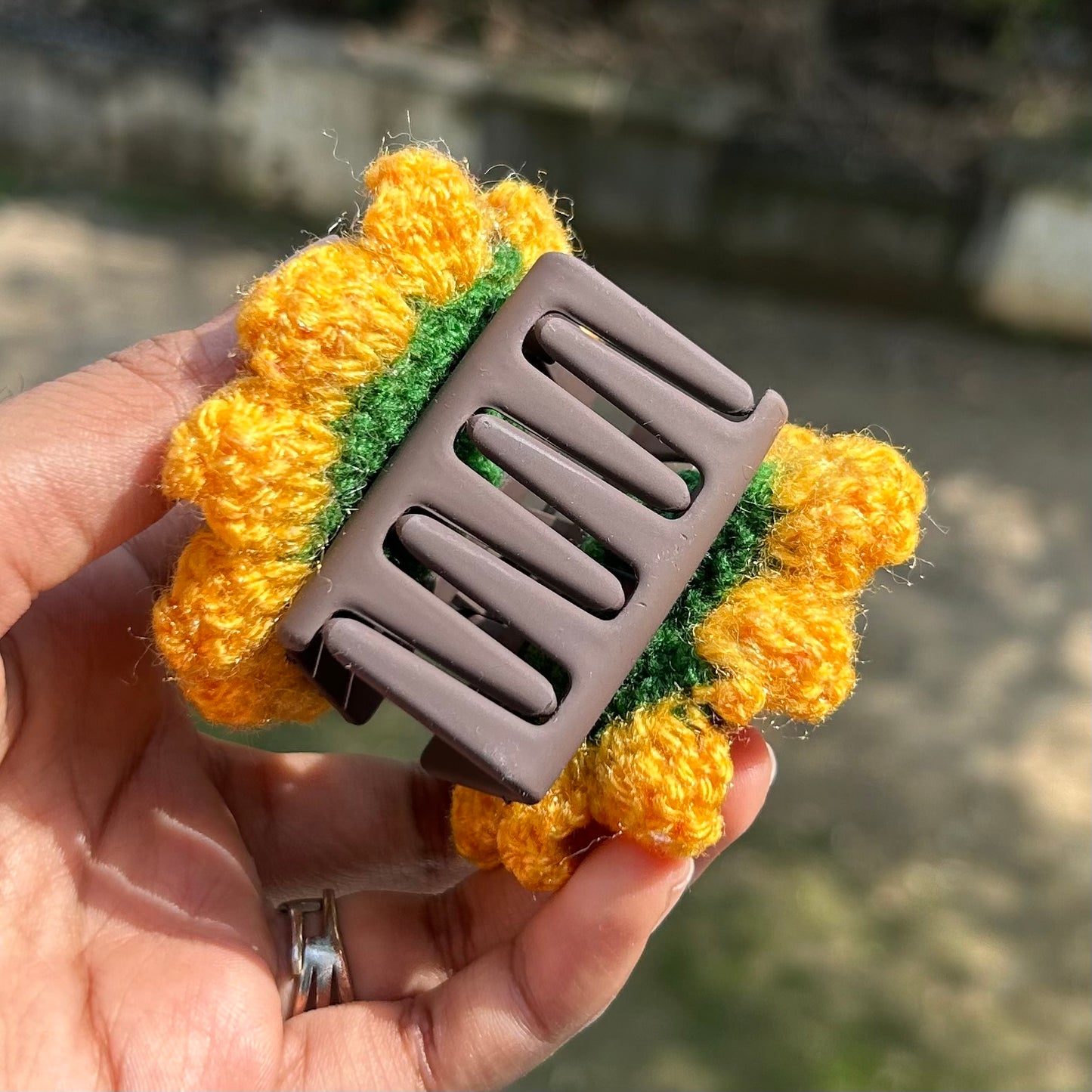 Sunflower Crochet Hair Clutcher