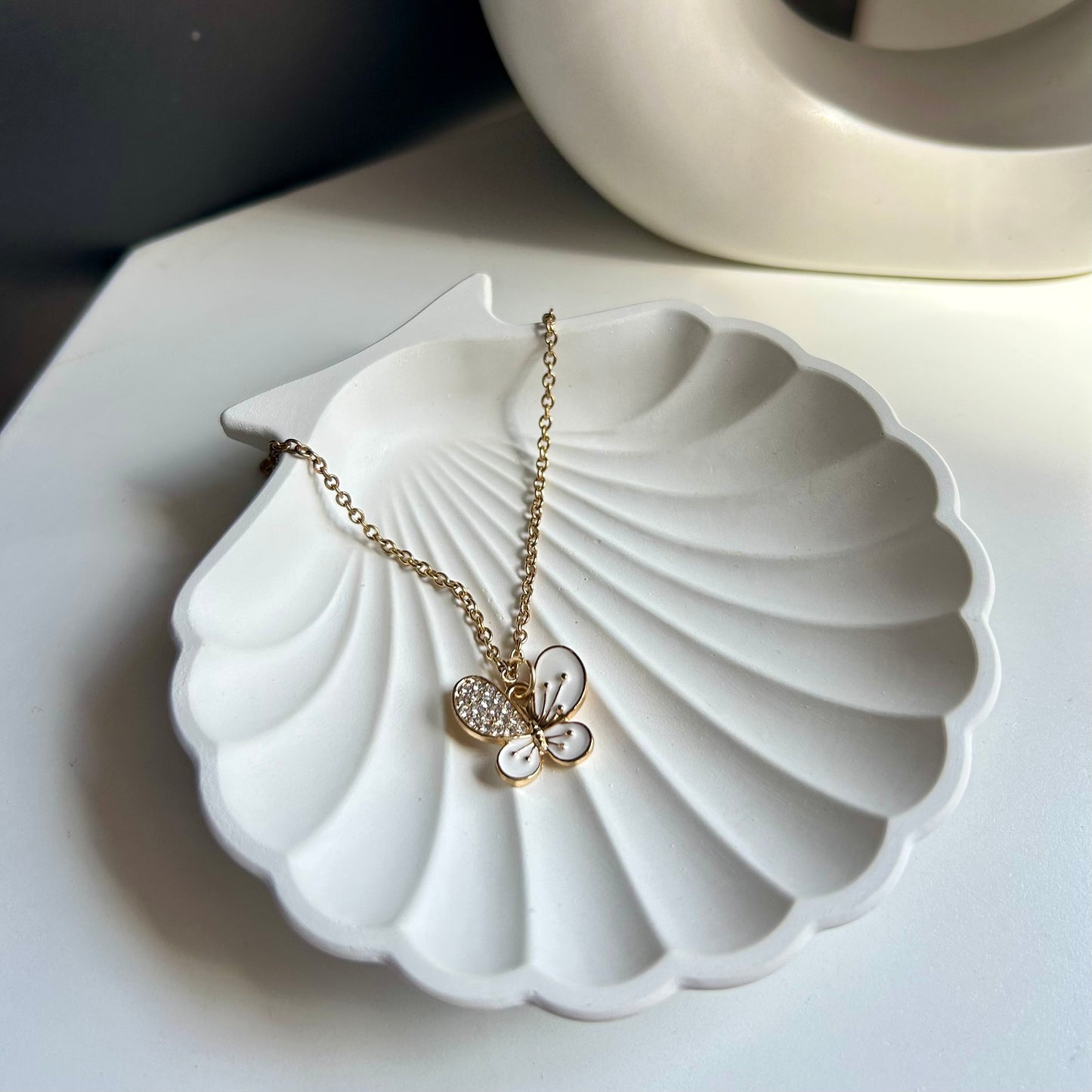 White Butterfly Necklace