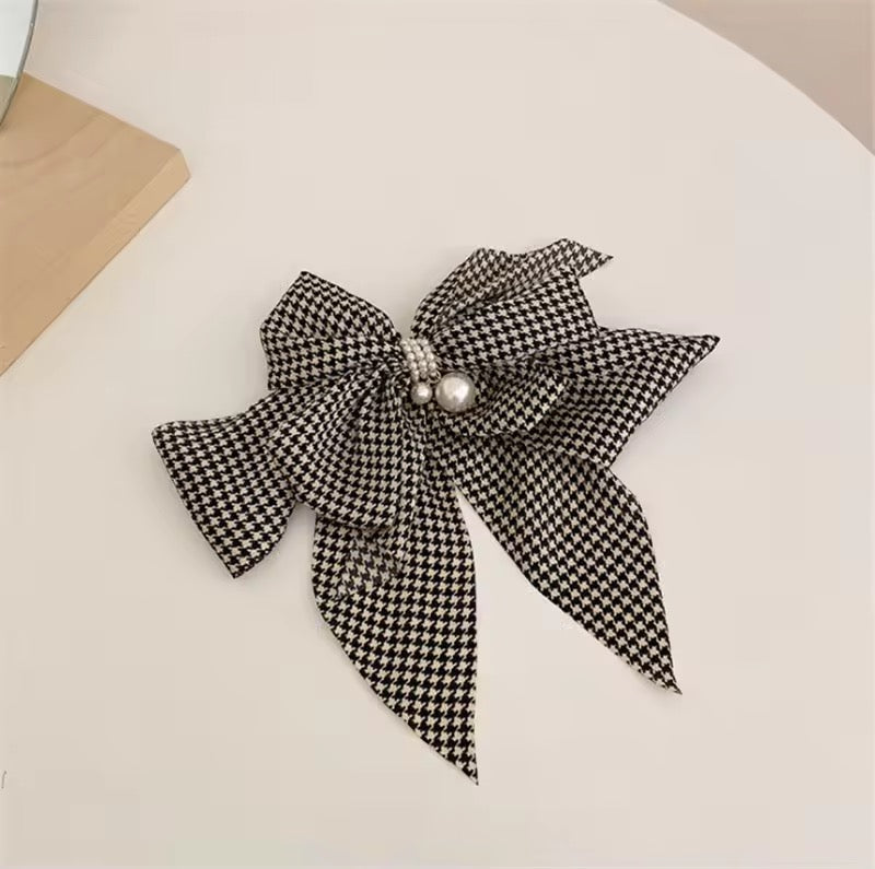 Pearl Plaid Hair Bow