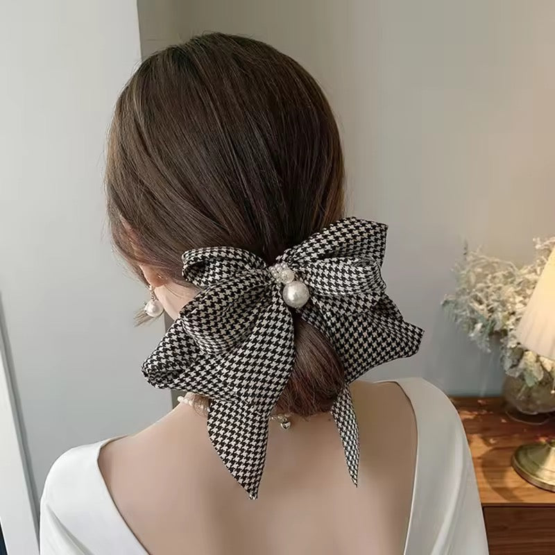 Pearl Plaid Hair Bow