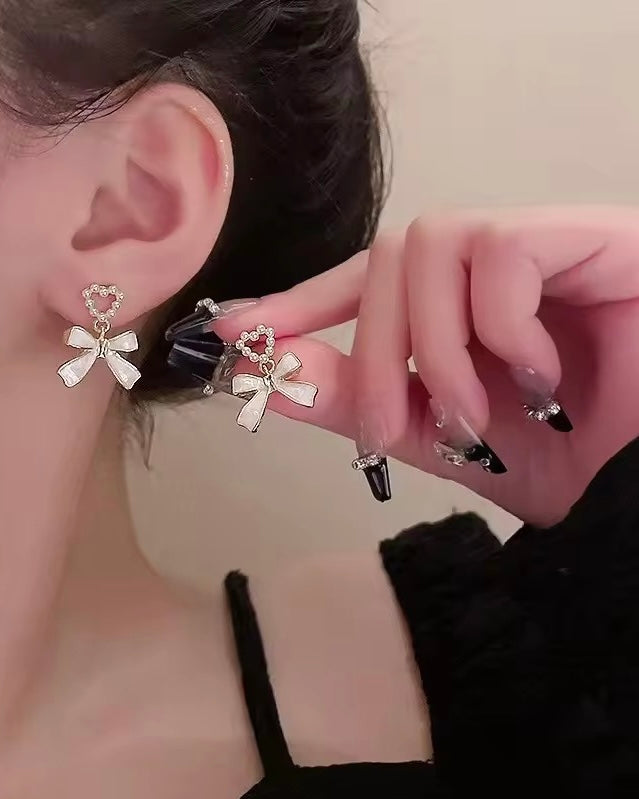 Pearly Bow Love Earrings