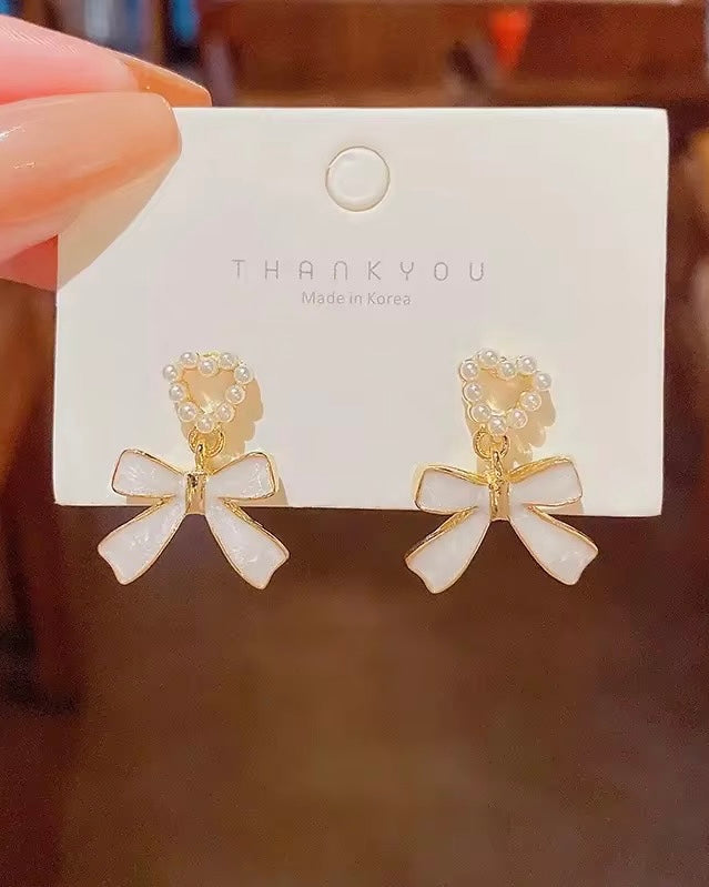Pearly Bow Love Earrings