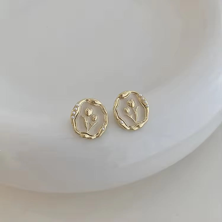 Foil Rose Earrings