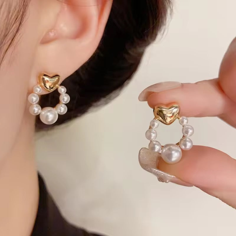 Pearl Heart Earrings