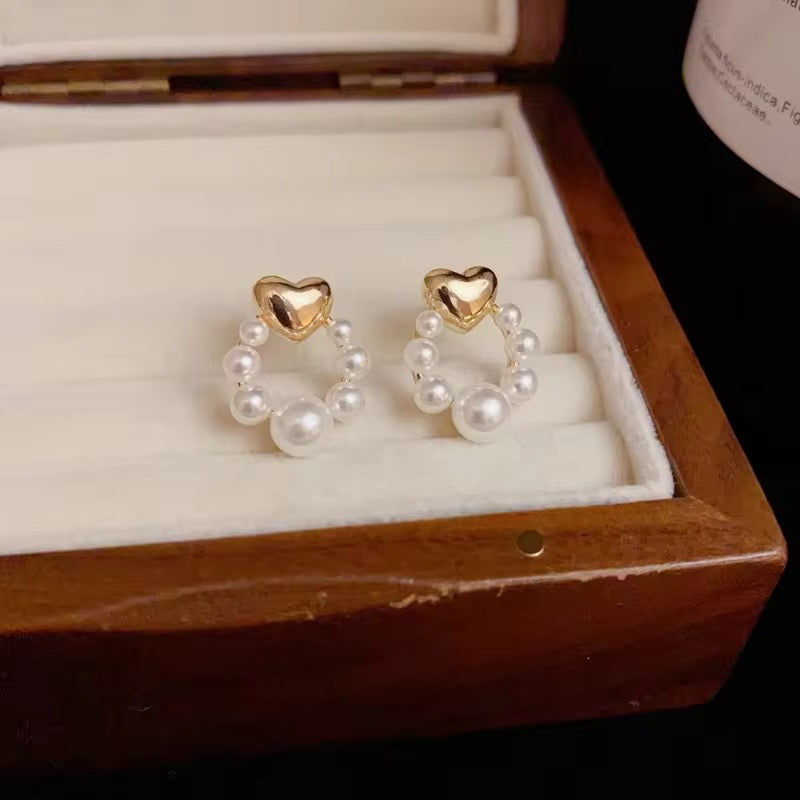 Pearl Heart Earrings