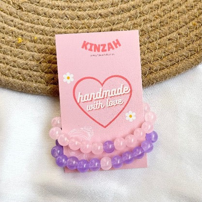 Couple Bracelets Set - Pink Purple