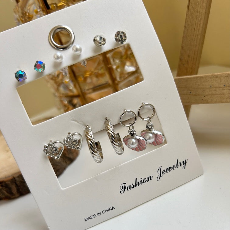 Silver Shell Earrings Combo