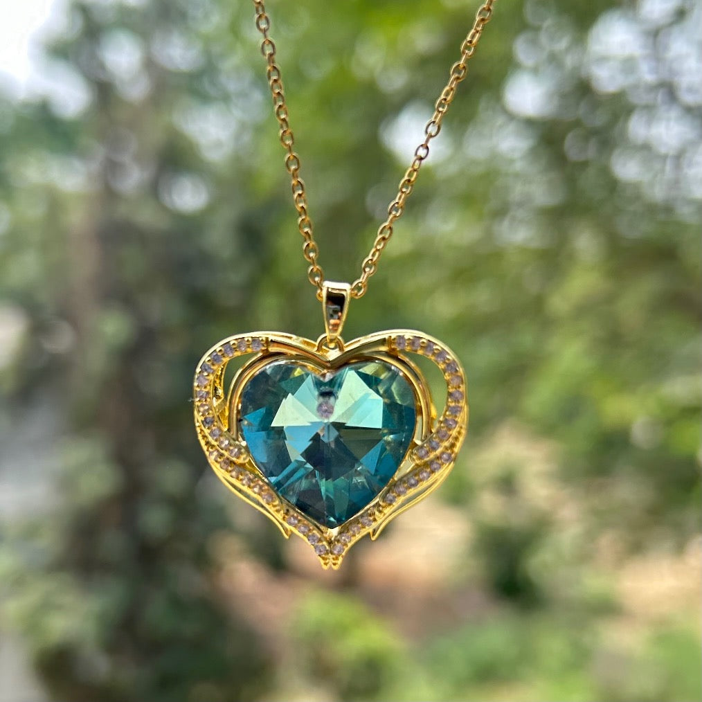 Aqua Heart Stainless Steel Necklace – Kinzah Fashion