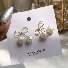 Korean Tulip Bow Earrings