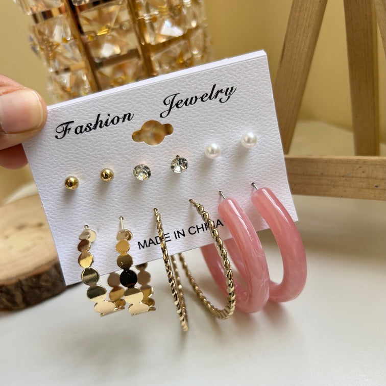 Pink Hoops Earrings Combo