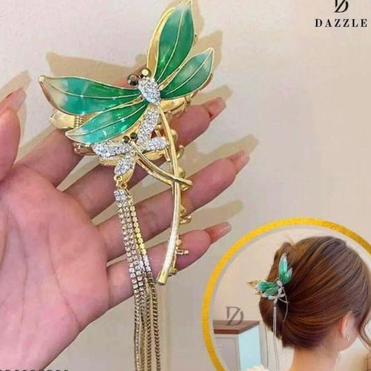 Green Butterfly Tassle Clutcher