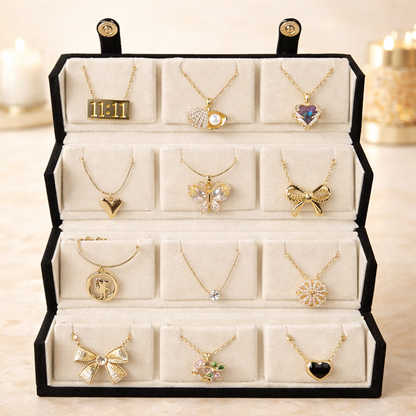 Set of 12 Anti-Tarnish Necklaces with Black Jewellery Box