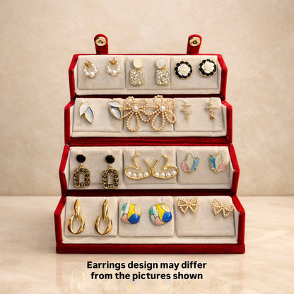 Set of 12 Korean Earrings with Jewellery Box