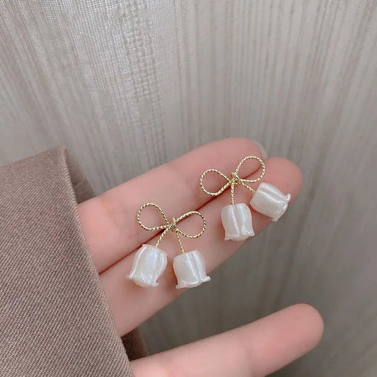 Korean Tulip Bow Earrings