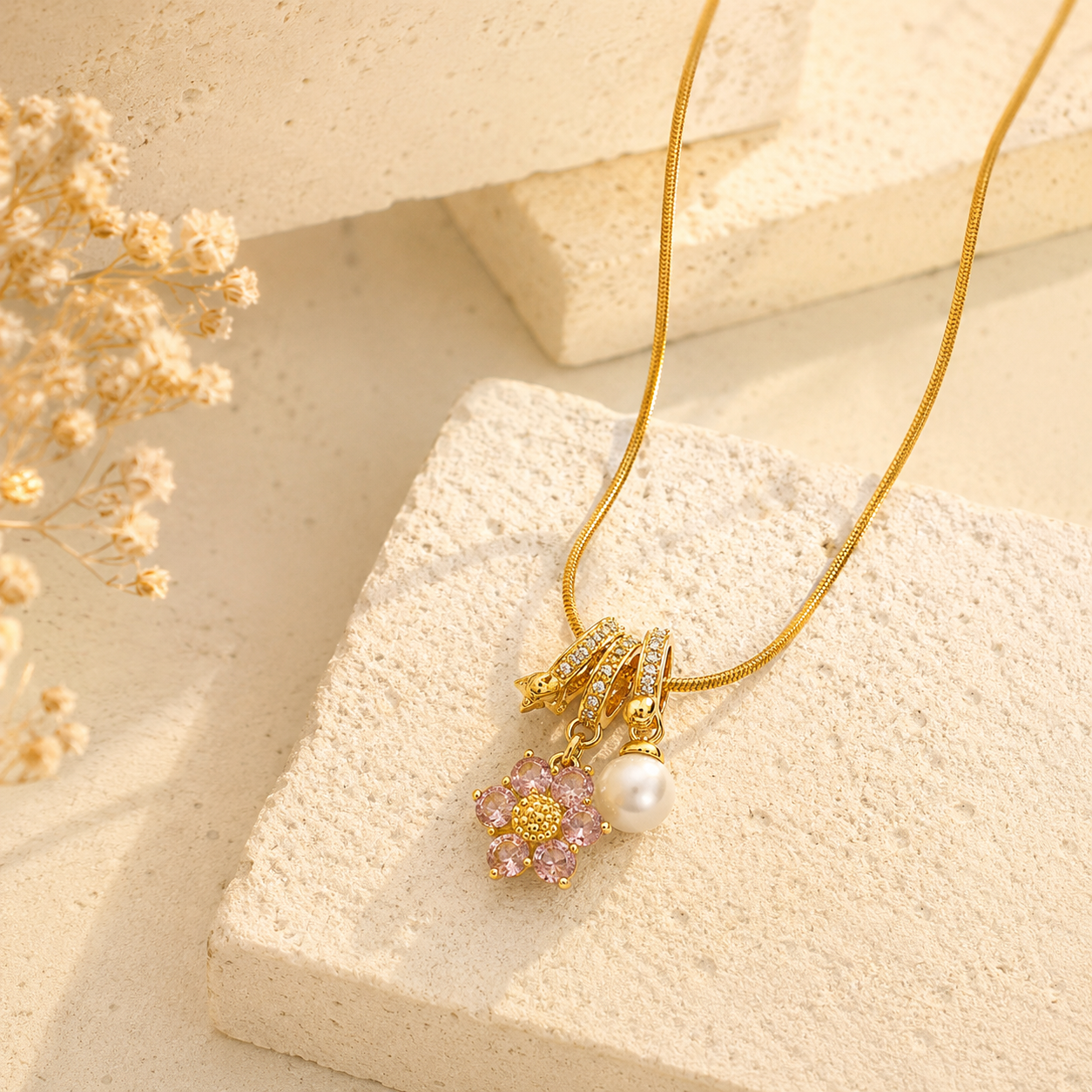 Floral Glow Necklace - Anti Tarnish
