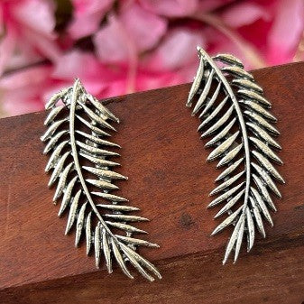 Oxidised Leaf Earrings