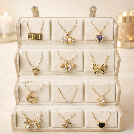 Set of 12 Anti-Tarnish Necklaces with Black Jewellery Box