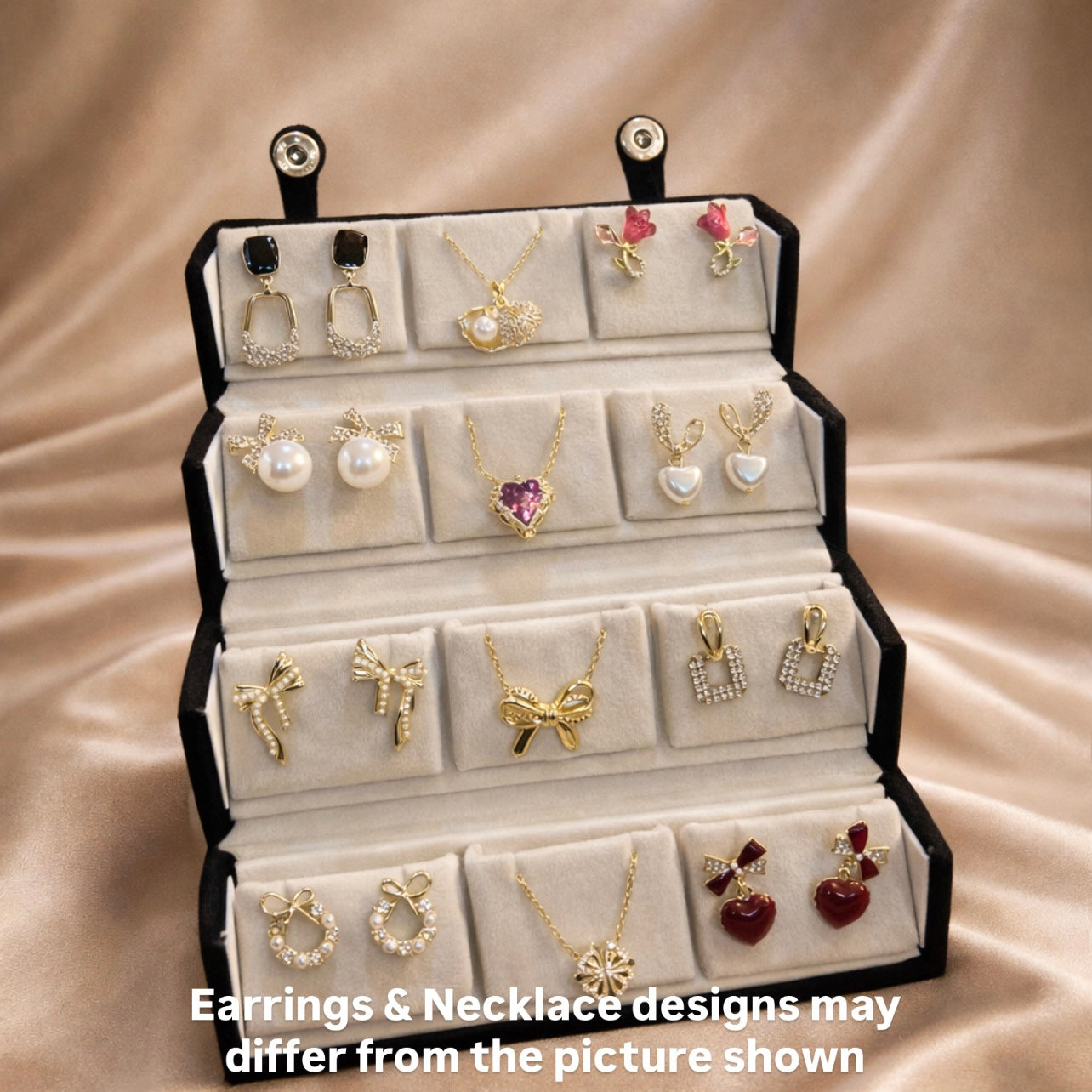 Set of Korean Earrings & Anti-Tarnish Necklaces with Jewellery Box