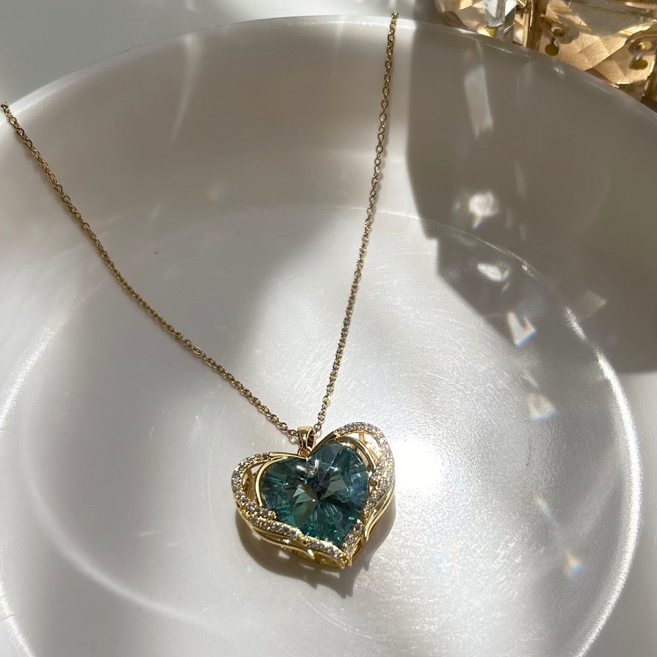 Aqua Heart Stainless Steel Necklace