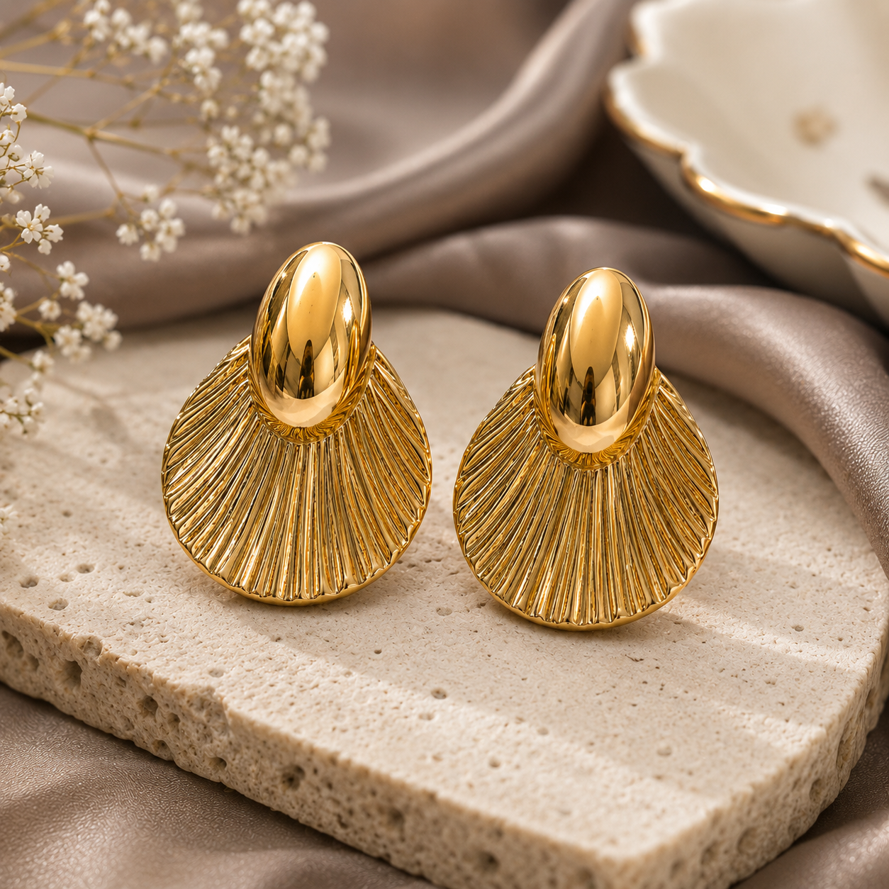 Golden Ray Statement Earrings