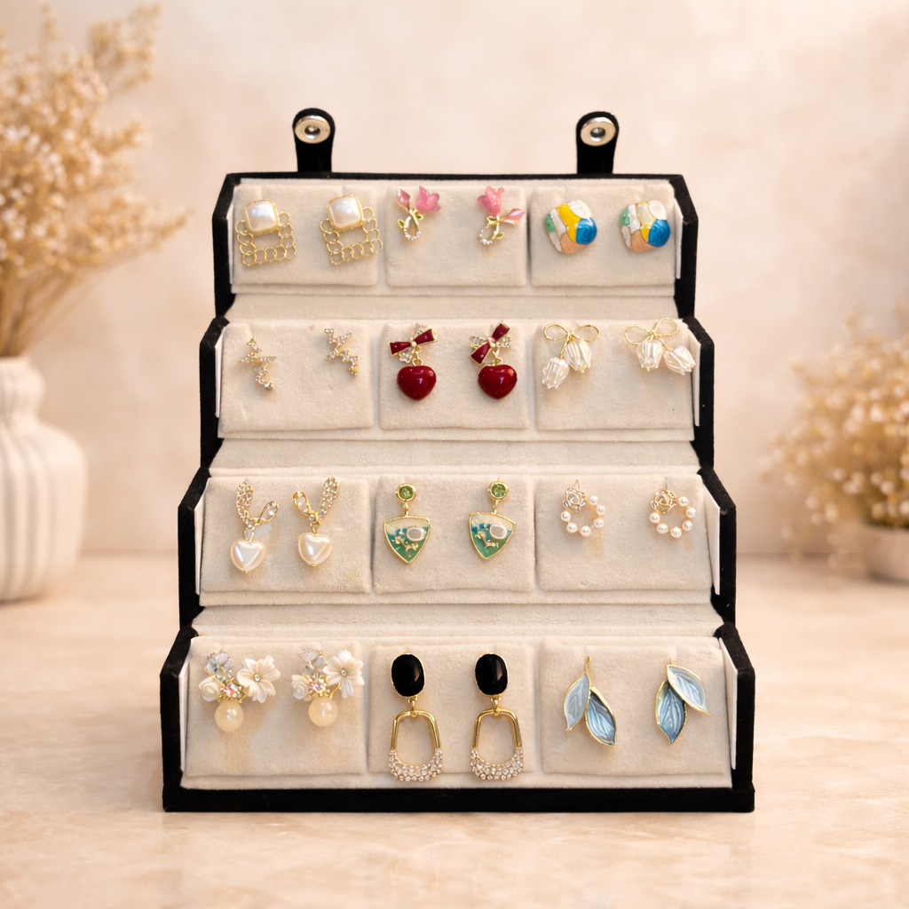 Set of 12 Korean Earrings with Jewellery Box