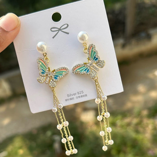 Korean Butterfly Tassle Earrings