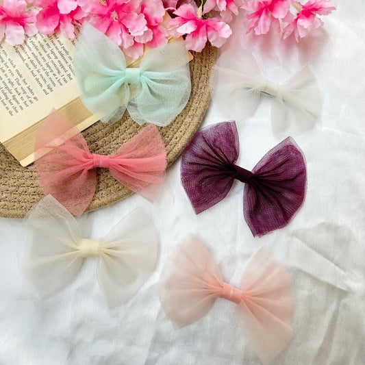 Organza Net Hair Bow Clip