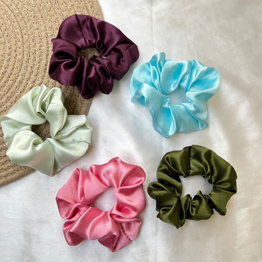 Satin Scrunchies - Set of 5