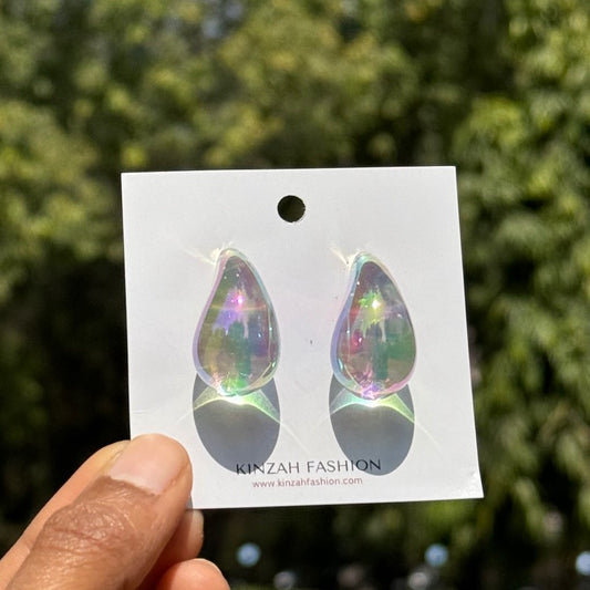 Holographic Rainbow Tear Drop Earrings