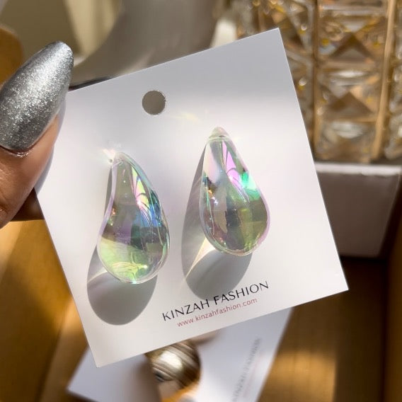 Holographic Rainbow Tear Drop Earrings