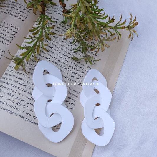 White Links Acrylic Earrings