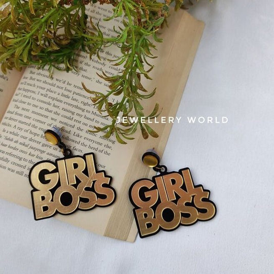 Girl Boss Acrylic Earrings