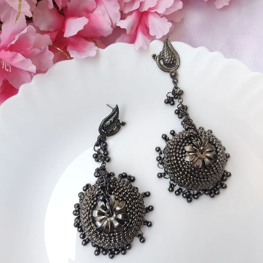 Oxidised Peacock Jhumka