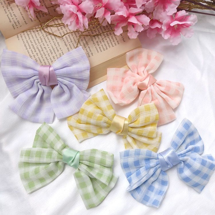 Checked Hair Bow Clip