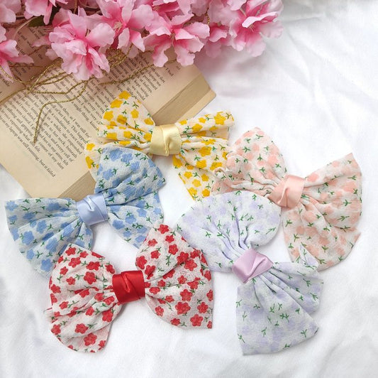 Floral Hair Bow Clip